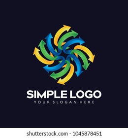 circle colored technology arrow vector logo