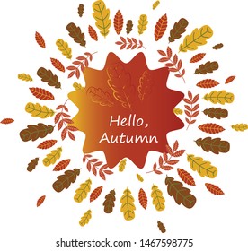 Circle of colorful autumn leaves for print, posters, cards, design elements, social media.