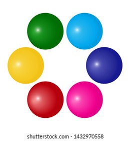 Circle with colorful ball, decorative frame for your text. Vector illustration