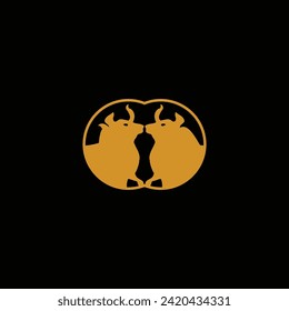 Circle colorful bull animal logo illustration . Bull simple vector logo design  