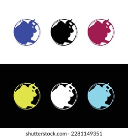 Circle colorful bull vector logo template design 