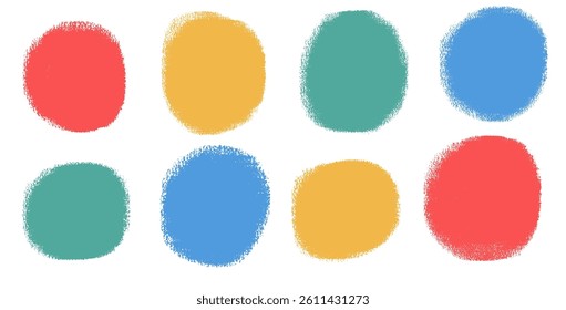 Circle colorful callout set. Polka dots shapes pack. Vector hand drawn kids pencil round figures collection illustration isolated on white background.