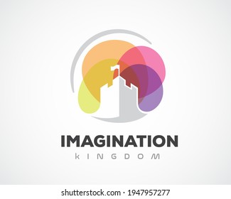 circle colorful castle negative space imagination logo symbol design illustration