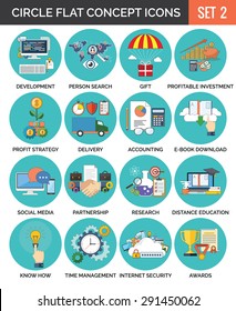 Circle Colorful Concept Icons. Set 2. Vector illustration