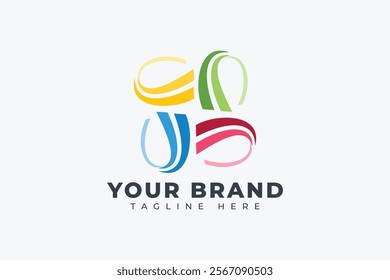 circle Colorful Four symmetrical Wavy Curve Logo Design Element