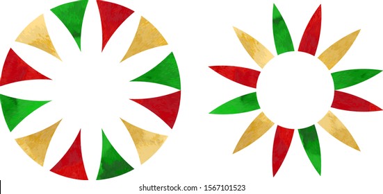 circle colorful frames , red green gold 