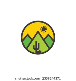 vector cactus geométrico de color circular 