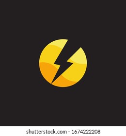 circle colorful gradient thunder wave energy symbol logo vector