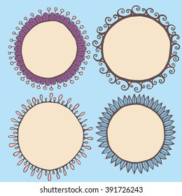 Circle colorful hand drawn borders patch. 