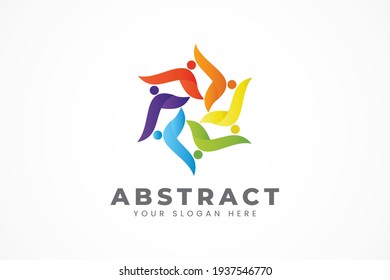 circle colorful human partnership logo template