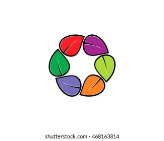 circle colorful leaf logo