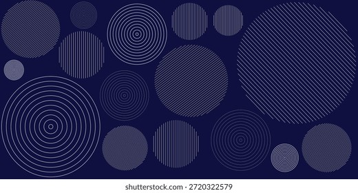Farbiges Muster im Kreis. Runde Linie Hintergrund. Abstrakte Streifen auf dunkelblauem Hintergrund einzeln. Kreislinienart, Gekrümmtes glattes Design.