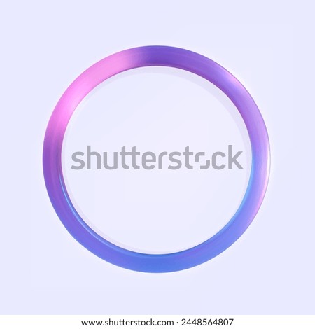 Circle colorful with transparency. Luminous circular frame isolated on a white backdrop. Electric vibrant 3D circular portal, neon lamp, and banner in shades of purple, blue, and pink.