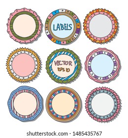 
Circle colorful vector label hand drawing doodle style isolated on white background