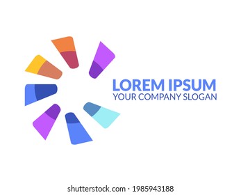 Diseño de logotipo vectorial de color circular. forma geométrica, símbolo e icono del emblema creativo, tipografía moderna de plantilla. Utilizado para marca, pasos editables imprimibles, negocios, empresa. Fondo aislado.