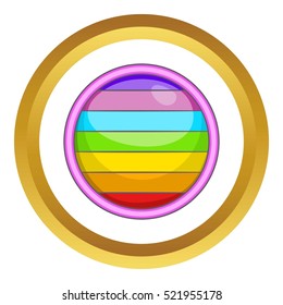 Circle in colours of LGBT vector icon in golden circle, cartoon style isolated on white background