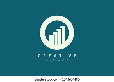 Circle combination logo design with bar chart. Minimalist and modern vector illustration design suitable for business or brand