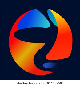 circle with a combination of several colors with a black background