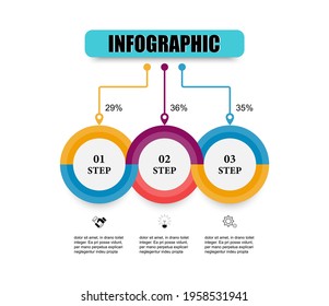 The circle comes together to presents a business infographic in three steps. Vector design presentation business infographic template with 3 options. Use presents workflow layout, banner, web design.