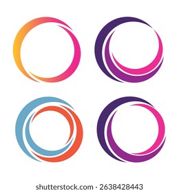 Circle company logo signs set. Collection of colorful emblems vector illustration. Abstract round symbols. Unique logotype design template isolated on white