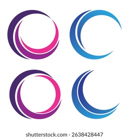 Circle company logo signs set. Collection of colorful emblems vector illustration. Abstract round symbols. Unique logotype design template isolated on white