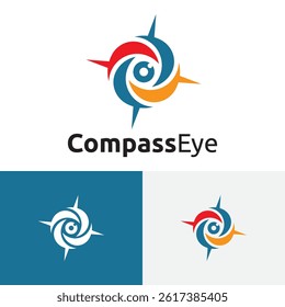 Circle Compass Eye Direction Target Goal Travel Adventure Logo Template