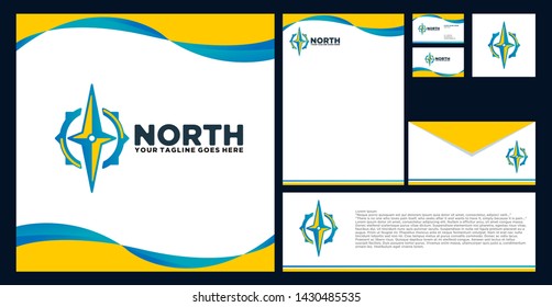 Circle Compass Logo vector icon illustration design with Branding designs template. Graphic Design icon symbol Compass for Traveller and Outdor Activity, Adventure Corporate Identity. 