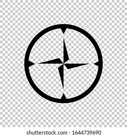 circle compass / compass needle icon flat vector on transparent background