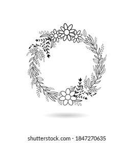 circle complex botanical card for invitation wedding ornament vector. frame title card