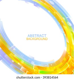 Circle composed rectangles.Blue orange colors.Colorful abstract background