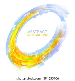 Circle composed rectangles.Blue orange colors.Colorful abstract background
