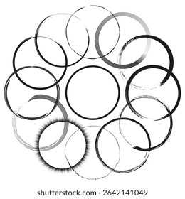 Circle composition icon. Ring shape figure. Vector abstract layout. Overlapping round form.
