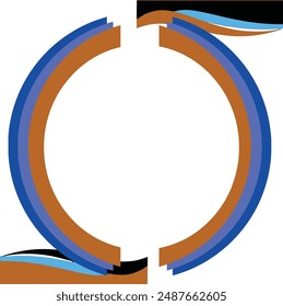 Circle with concentric rings in brown, blue, and black is a simple abstract design ideal for backgrounds, logos, or digital patterns.