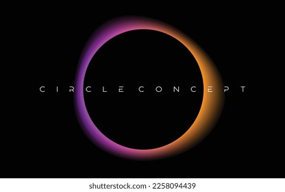 Circle Concept banner with gradient isolated on black background. Fluid vivid gradient circle for banners, brochures, covers, leaflets and various design collaterals. Yellow and magenta colors.