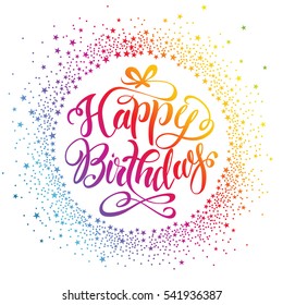 Circle Confetti Background Polka Dot Vector Illustration Happy Birthday Lettering