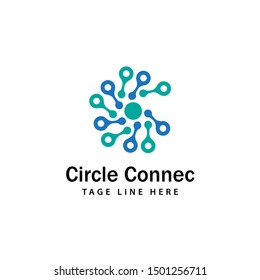 circle connect blue logo design template