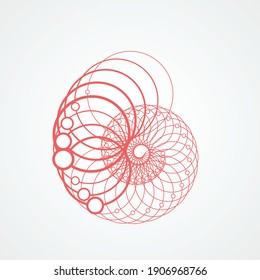Circle connect twirl for banner design. Abstract art template. Futuristic design. Digital technology backdrop. Web, graphic, banner. White background texture