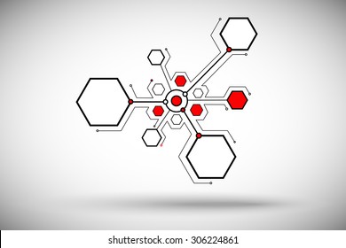 circle is connected with three hexagonal cells