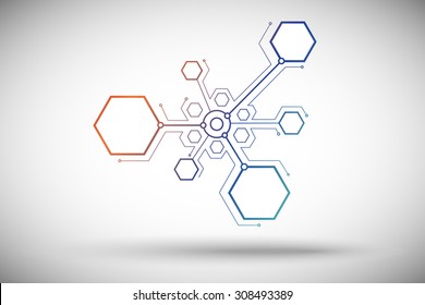 circle is connected with three hexagonal cells