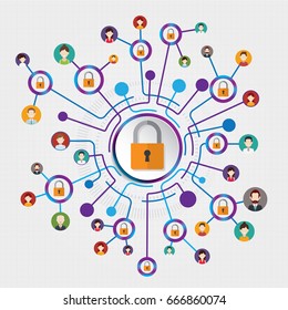 Circle connection security vector template background.