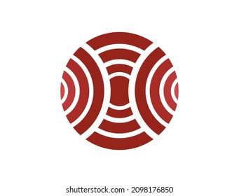 Círculo compuesto por líneas curvas con un hermoso patrón en rojo para un logotipo abstracto