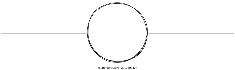 Circle continuous one line drawn. Abstract round frame linear symbol. Vector illustration isolated on white.