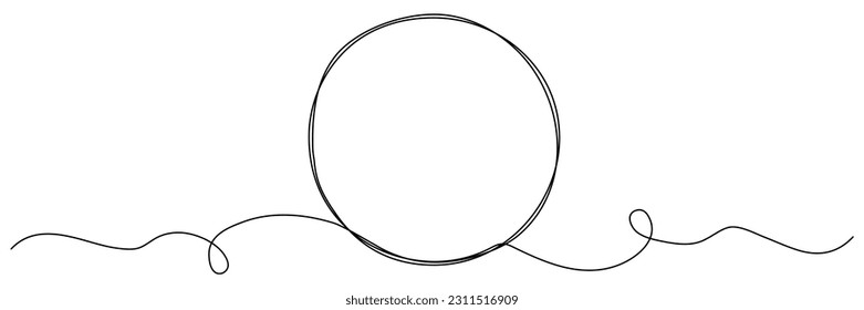 Circle continuous one line drawn. Abstract round frame linear symbol. Vector illustration isolated on white.