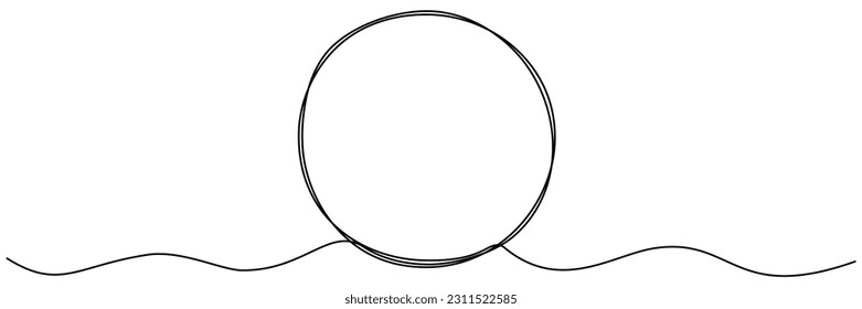 Circle continuous one line drawn. Abstract round frame linear symbol. Vector illustration isolated on white.