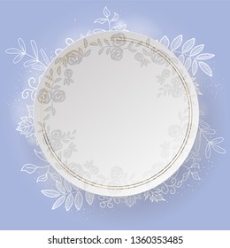 circle copy space paper cut background,on blue background.