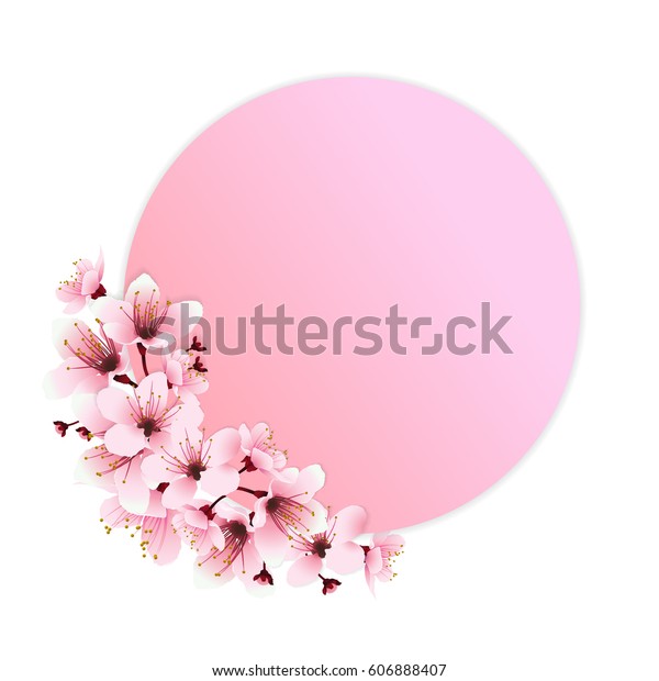 Circle Copyspace Cherry Blossoms Sakura Sweet Stock Vector Royalty Free