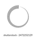 Circle countdown icon. Time clock symbol. Timer measure. Line and dot design element. Hour and minute icon. Interval symbol. Vector illustration isolated on white background.