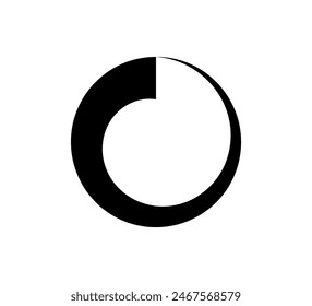 Circle countdown icon. Time clock symbol. Timer measure. Line design element. Hour and minute icon. Interval symbol. Vector illustration isolated on white background.