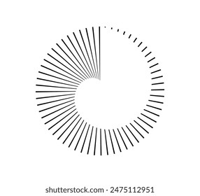 Circle countdown icon. Time clock symbol. Timer measure. Line and dot design element. Hour and minute icon. Interval symbol. Vector illustration isolated on white background.