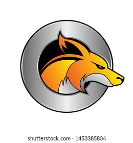 circle coyote logo design vector